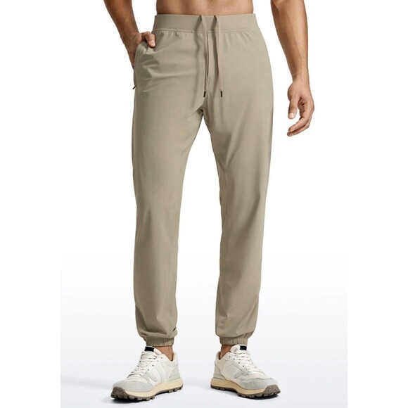 CRZ YOGA Lightweight Men’s L Quick Dry Jogger Pants Zipper Pockets Khali Barley - Picture 1 of 11